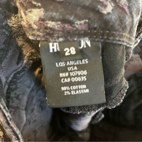 Hudson Collin Skinny Midrise Jeans Size 28 Black/purple Floral Pattern - Picture 6 of 9